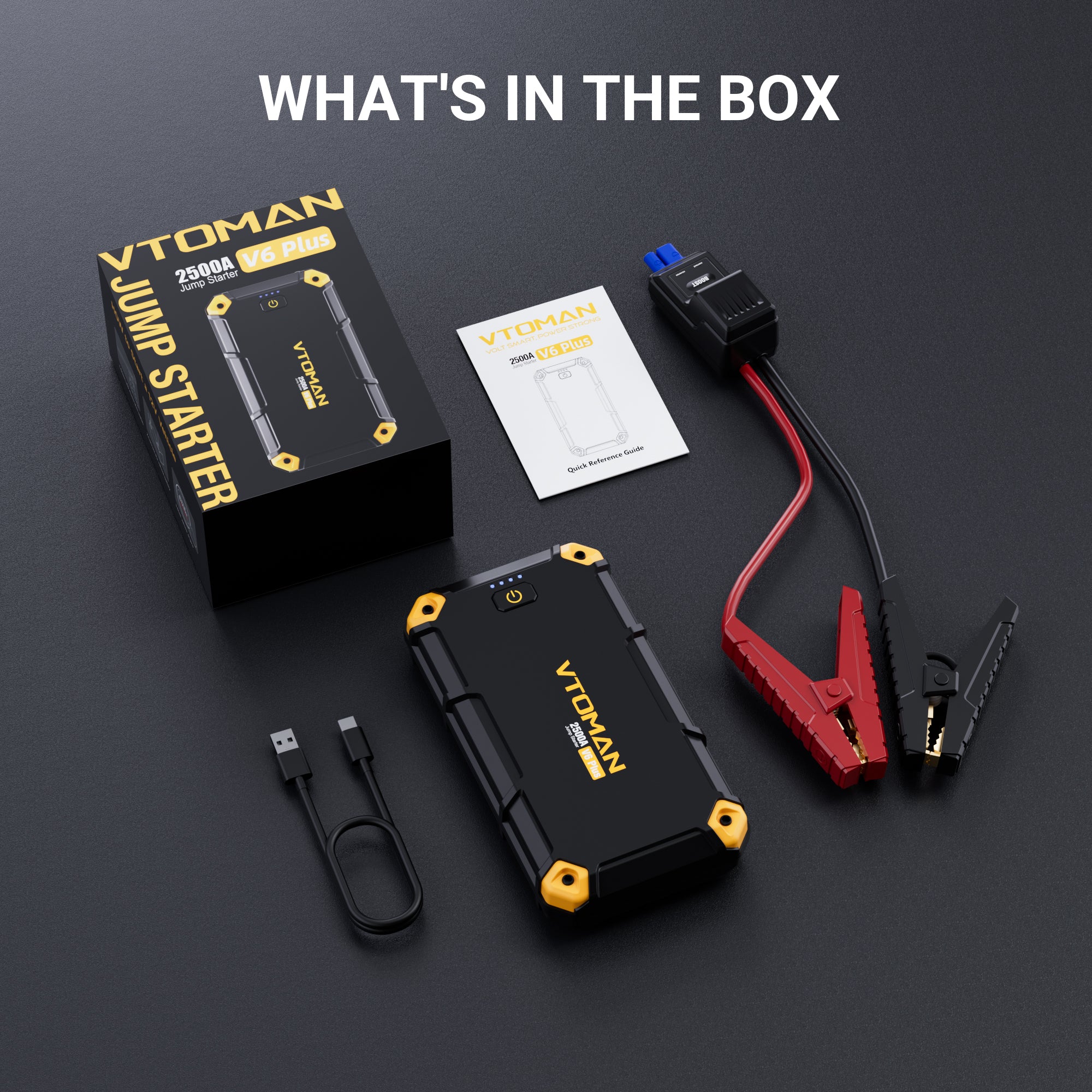 VTOMAN V6 PLUS 2500A Car Jump Starter,Portable Battery Jumper for 12V Vehicles(6.0L Gas/4.0L Diesel),10000mAh Power Bank Fast Charging & Jumper Cables,V6 Plus - Image 5