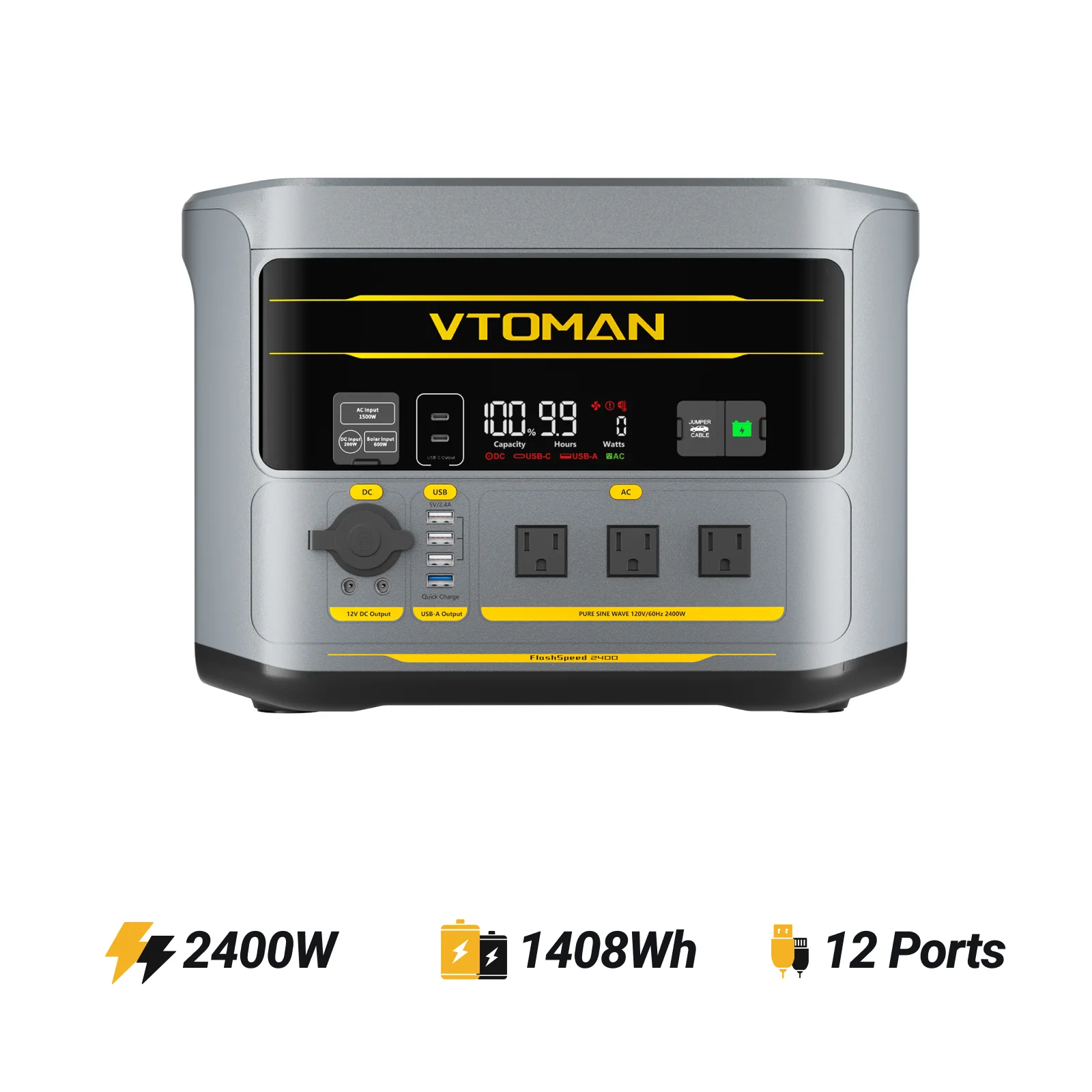 VTOMAN FlashSpeed 2400  with 200W Pro Solar Panel - Image 4