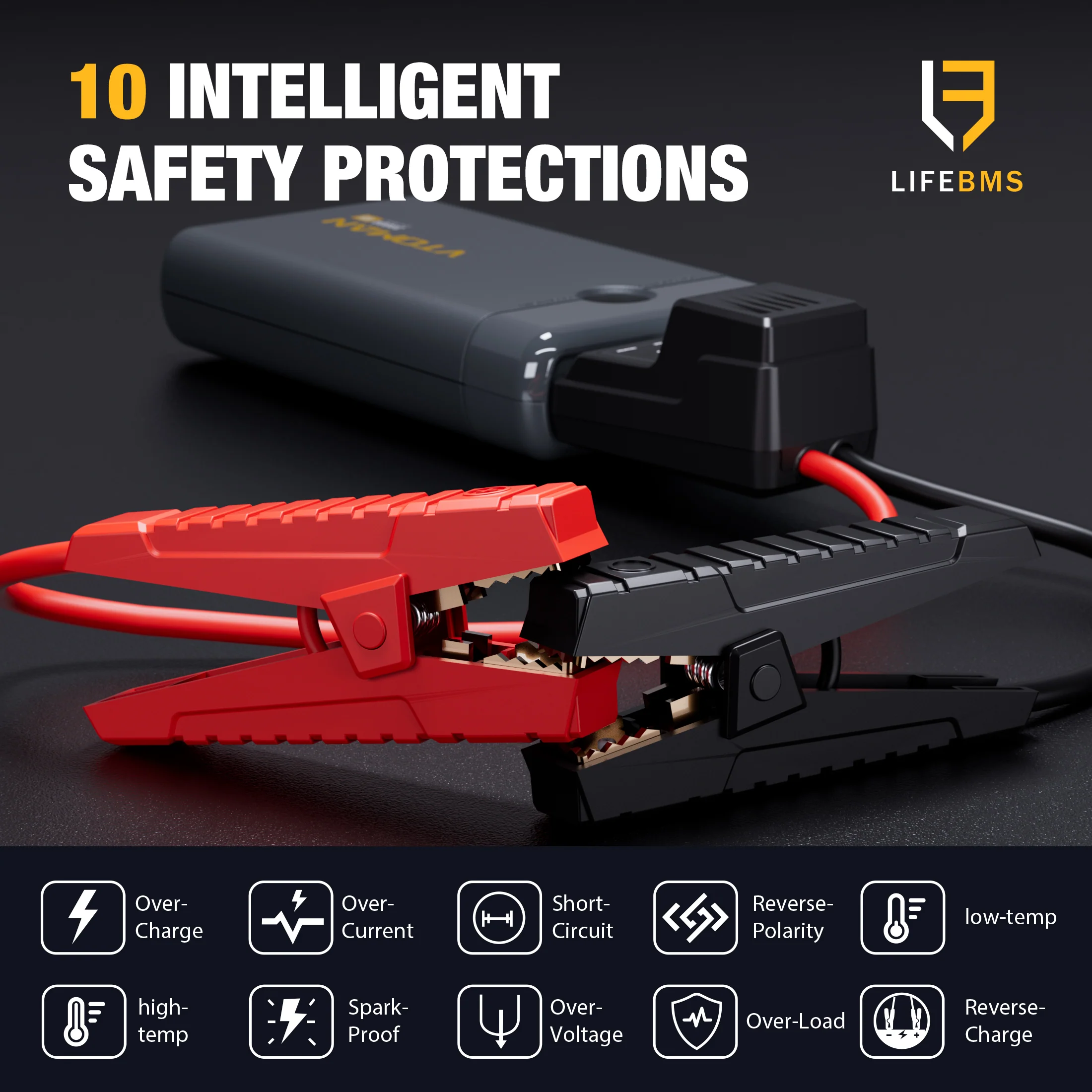 VTOMAN V5 Jump Starter - 3000A Car Battery Jumper Starter for 12V Vehicles (up to 8.5L Gas & 6L Diesel Engines), Jump Box, Lithium Booster Pack, Portable Charger with Jumper Cables, LED Light - Image 5
