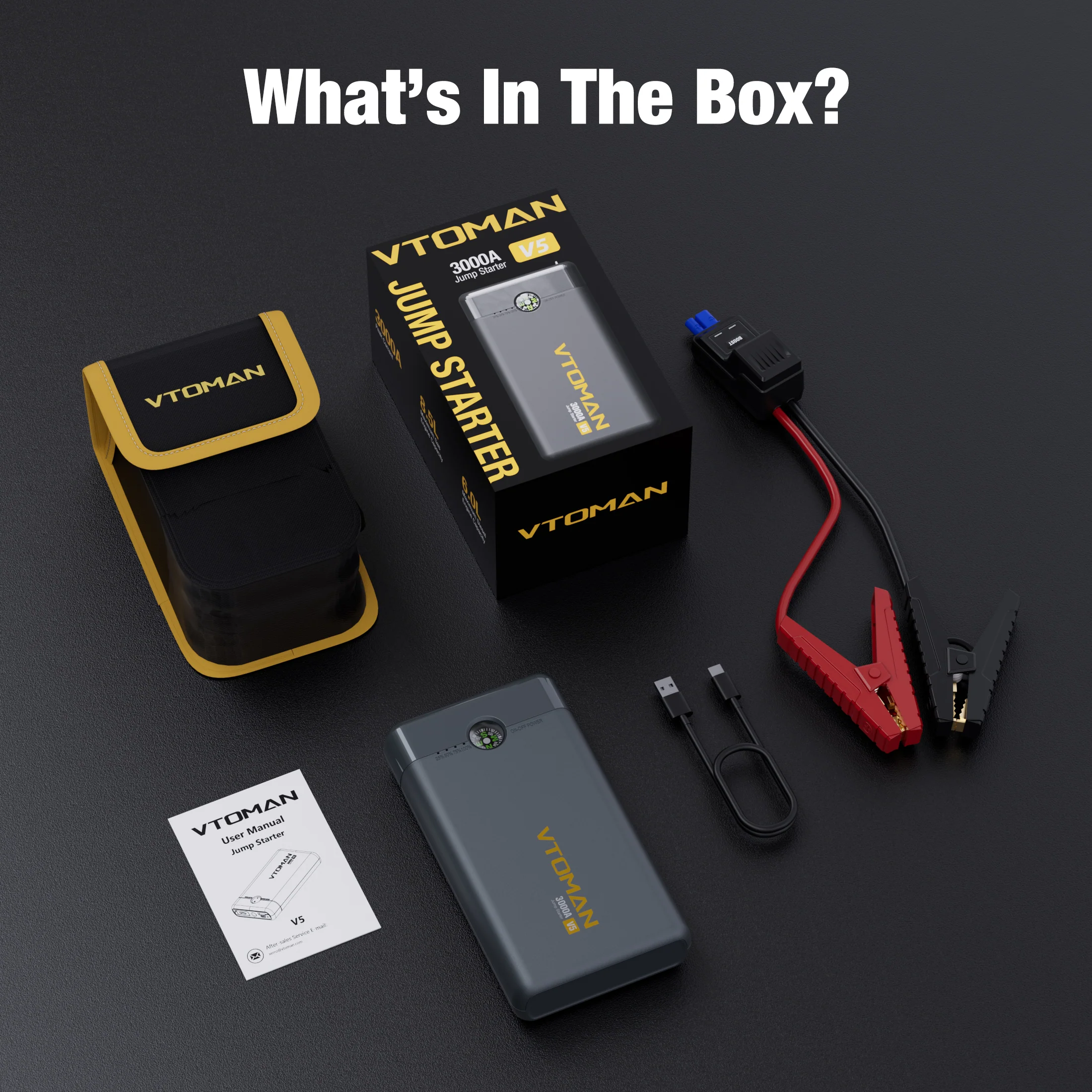 VTOMAN V5 Jump Starter - 3000A Car Battery Jumper Starter for 12V Vehicles (up to 8.5L Gas & 6L Diesel Engines), Jump Box, Lithium Booster Pack, Portable Charger with Jumper Cables, LED Light - Image 6
