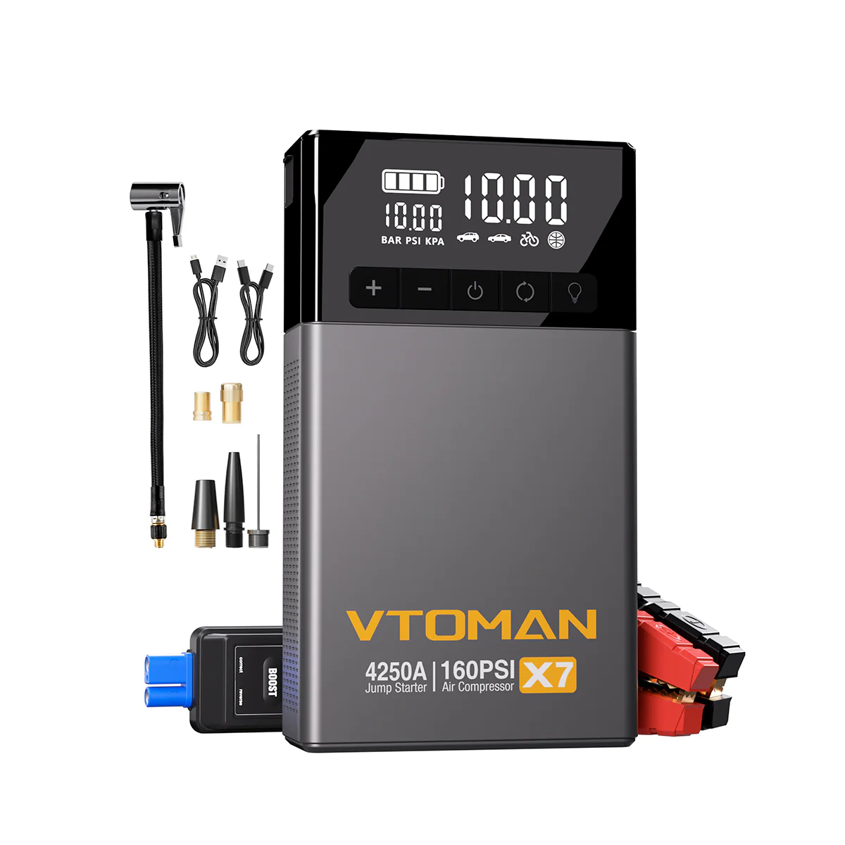 VTOMAN X7 Jump Starter With Air Compressor - Black - Image 8
