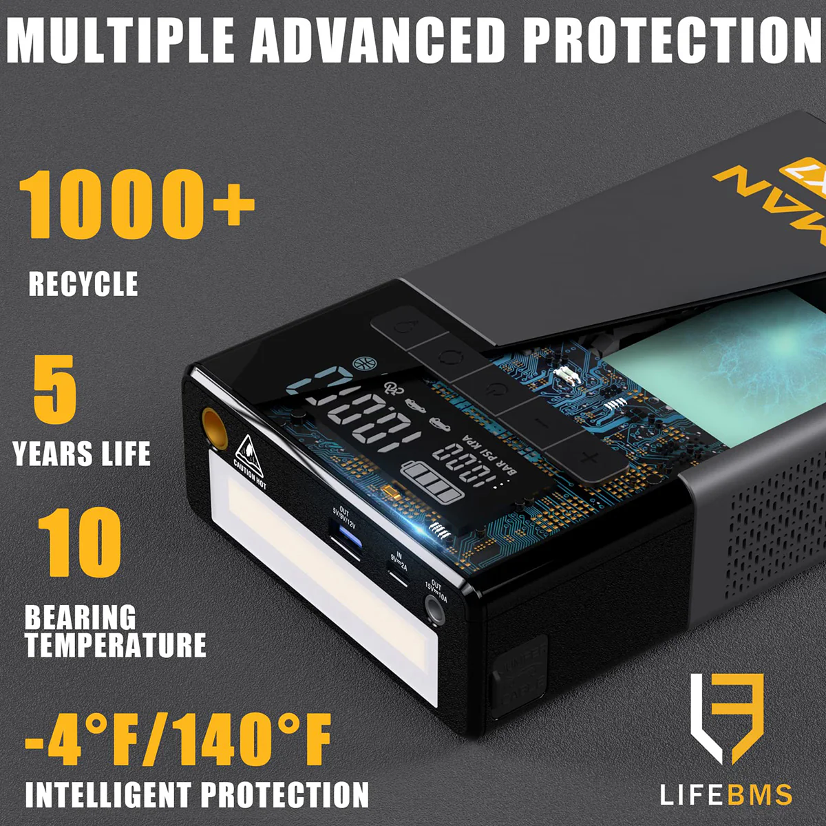 VTOMAN X7 Jump Starter With Air Compressor - Black - Image 5